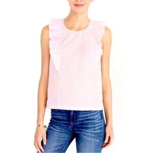 High Quality J. Crew Size 6 Small Pink White Stripe Sleeveless Top